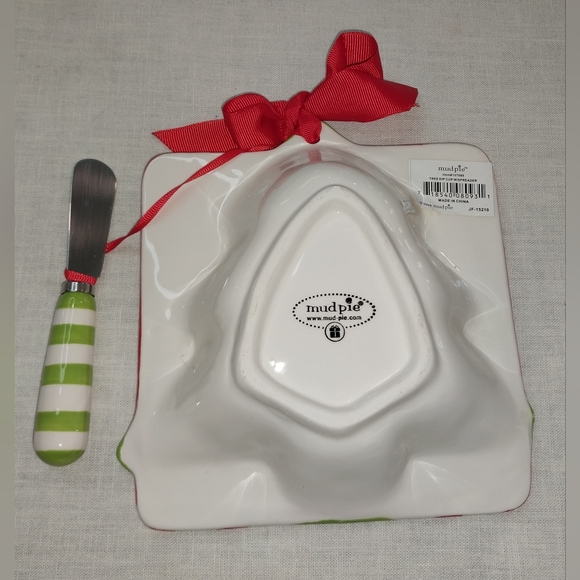 NWT Mud Pie Plastic Tree Dip Cup With Spreader And Crate & Barrel Santa Picks - Picture 8 of 9